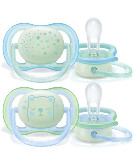 Пустышка Avent Ultra Air "Ночная", 0-6 мес, 2шт, нейтральная/для мальчиков SCF376/11 